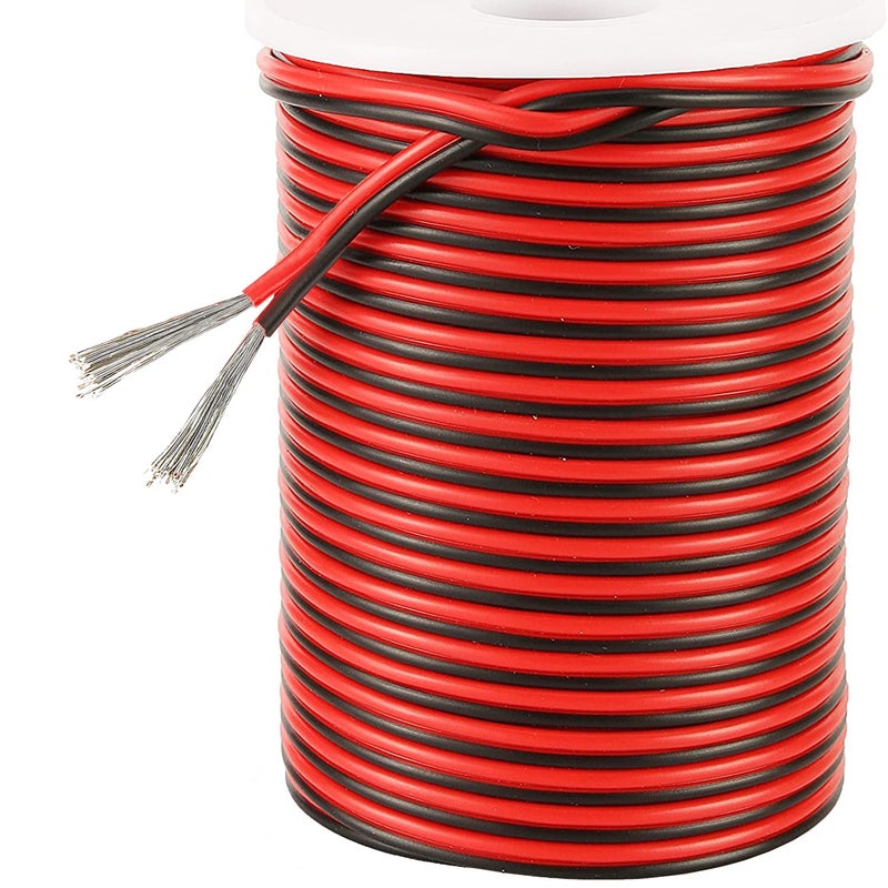 EvZ 20 Gauge 2Pin Extension Wire, EvZ 20AWG 2 Conductor Parallel Electric Cable Cord for Led Strips Single Color 3528 5050, Red Black, 33ft/10M - Image 1